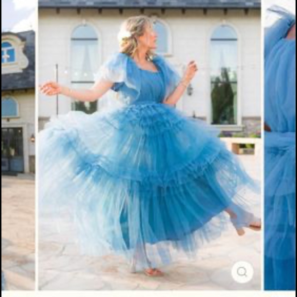 Ivy City Co Blue Tulle Maxi Dress